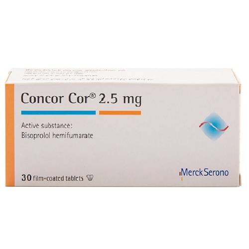 كونكور كور 2.5مجم لعلاج ارتفاع ضغط الدم وتنظيم ضربات القلب 30قرص مغلف