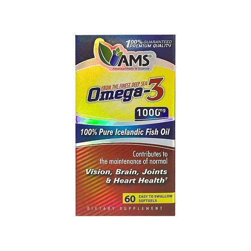 ايه ام اس اوميجا 3 1000مجم زيت السمك مكمل غذائي لصحه القلب 60كبسولة هلامية
