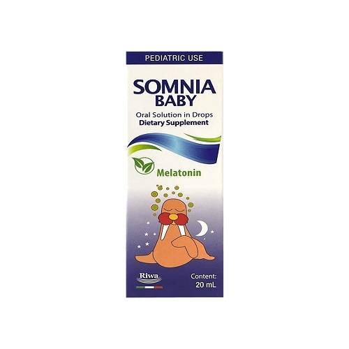ريوا سومنيا بيبي ميلاتونين محلول قطرات الفم مكمل غذائي للطفال لاضطرابات النوم 20مل