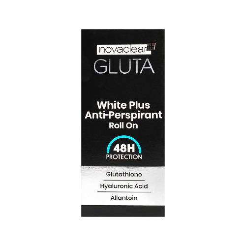 نوفاكلير+ جلوتا وايت بلس رول اون مضاد للتعرق بحمض الهيالورونيك حماية 48ساعة 50مل