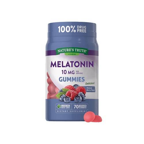 ناتشرز تروث مكمل غذائي ميلاتونين 10مجم بالتوت البري 70حلاو نباتي