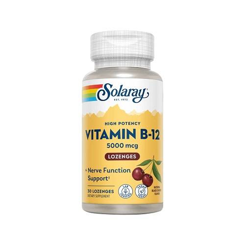 سولارى فيتامين ب12 بنكهة الكرز الاسود 5000مكجم مكمل غذائي 30قرص استحلاب