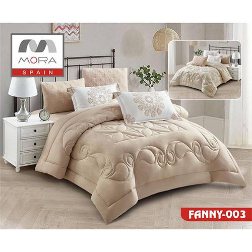 مورا فانى طقم لحاف مجوز كينج 240x260سم 6قطع بيج موديل رقم.J-1002