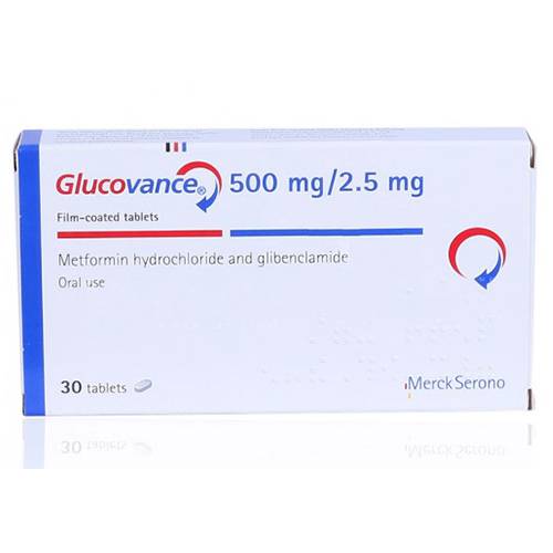 جلوكوفانس 500مجم/2.5مجم لضبط مستوى السكر في الدم لمرضى السكري من النوع الثاني 30قرص مغلف