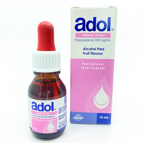 ادول انفانتس100مجم/مل نقط بالفم مسكن للالام ومخفض للحمى وخالي من الكحول بنكهة الفاكهة 15مل