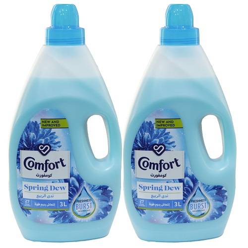 كومفورت معطر ومنعم للاقمشة ندى الربيع 3لتر 2حبة