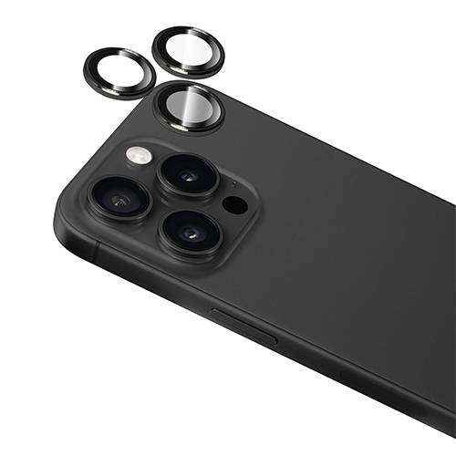 توري واقي عدسة كاميرا الومنيوم لايفون 16برو وايفون 16برو ماكس اسود موديل رقم.IP24P-BDG-ABC03