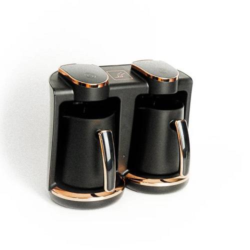 كاناك ماكينة صنع القهوة التركية المزدوجة 250مل اسود وذهبي موديل رقم.LH-202-GD