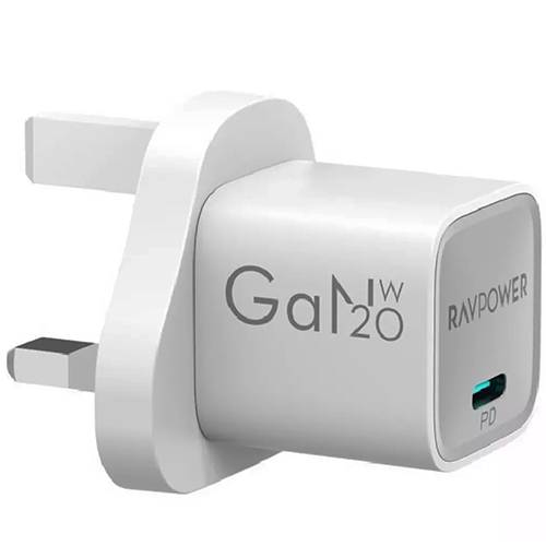 راف باور شاحن حائط جان 20واط بمنفذ USB C اسود موديل رقم.RP-PC1055-WT