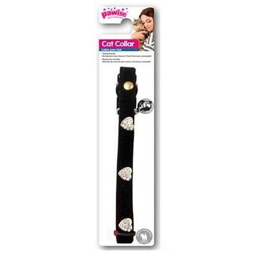 باويز طوق للقطط مع قلوب كريستال اسود