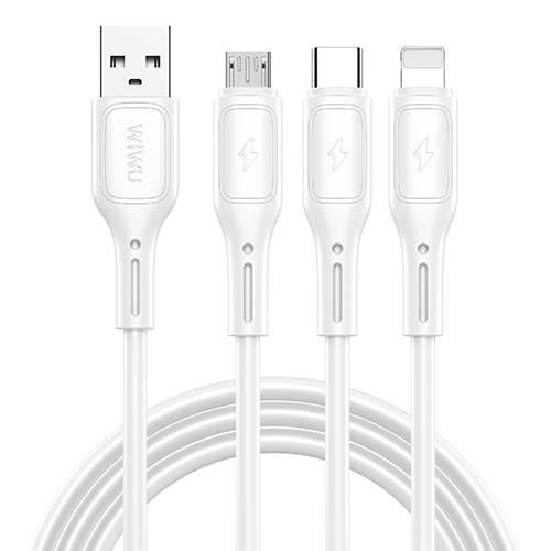 ويوو ستارلينك كابل USB الى Type C ولايتنينج ومايكرو USB ابيض