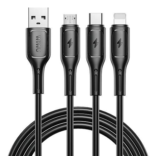 ويوو ستارلينك كابل USB الى Type C ولايتنينج ومايكرو USB اسود