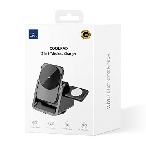 ويوو شاحن لاسلكي 3في1 اسود