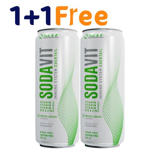 صودافيت مشروب غازي خالي من السكر والكافيين معزز بالفيتامينات والمعادن بنكهة الليمون 330مل 1+1مجانا