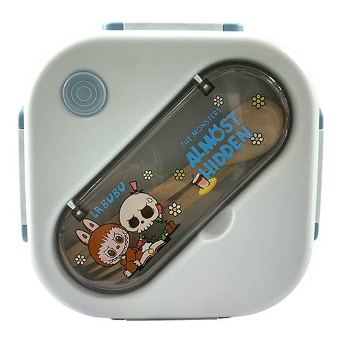 لانش بوكس لابوبو مقسم 3 قسم لون ازرق مربع