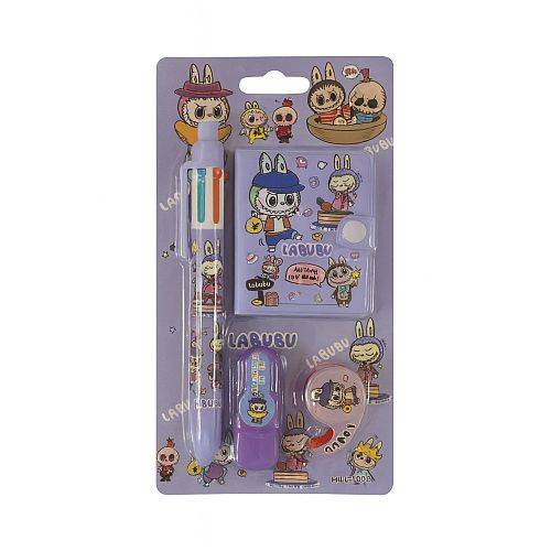 مجموعة قرطاسية لابوبو قلم نوتبوك هايلايتر واشي تيب