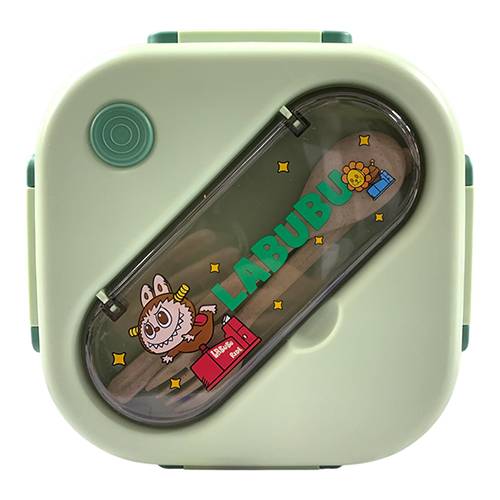 لانش بوكس لابوبو مقسم 3 قسم لون اخضر مربع