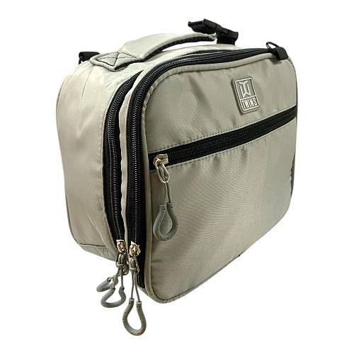 شنطة اكل توينز اي اند تي سحابين للمدرسة و الدوامات لون بيج