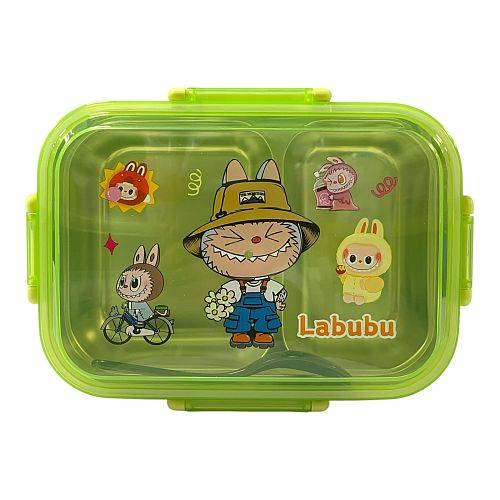 لانش بوكس لابوبو مقسم 2 قسم لون اخضر ستانلس ستيل