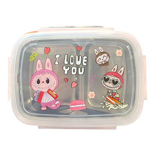 لانش بوكس لابوبو مقسم 2 قسم لون برتقالي ستانلس ستيل