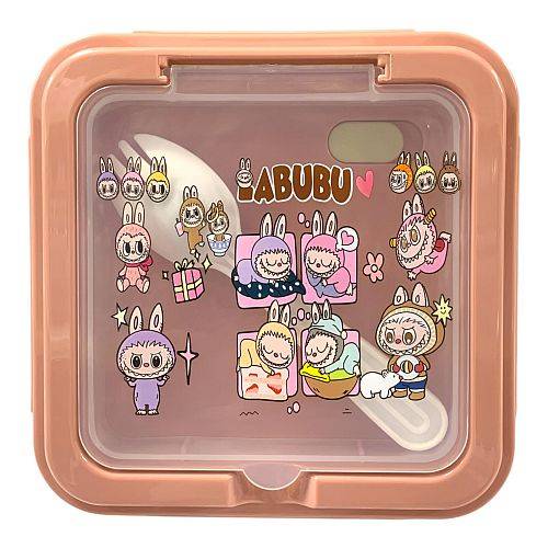 لانش بوكس لابوبو مقسم 3 قسم لون وردي