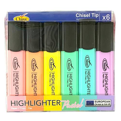 الوان تضليل هايلايتر كلاس راس مشطوف 6 لون باستيل