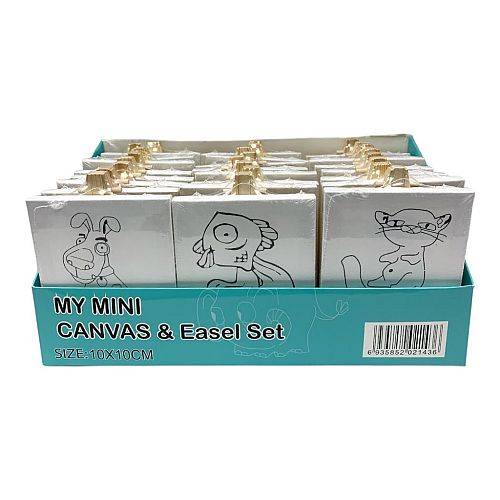 مجموعة كانفاس مع ستاند للاطفال 24 حبة 10×10 سم موديلات متنوعة