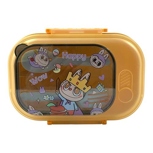 لانش بوكس لابوبو مقسم 3 قسم لون اصفر مع مطارة ماء