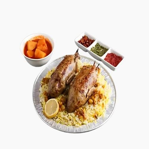 حمام محشي فريك مع البطاطس الشيبس 2قطعه