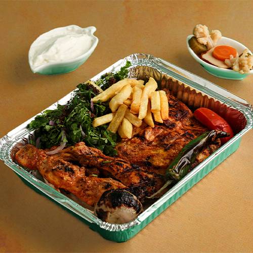 نصف دجاج على الفحم