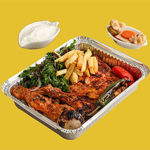 نصف دجاج على الفحم