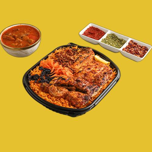 دجاج مشوي مع عيش بخاري