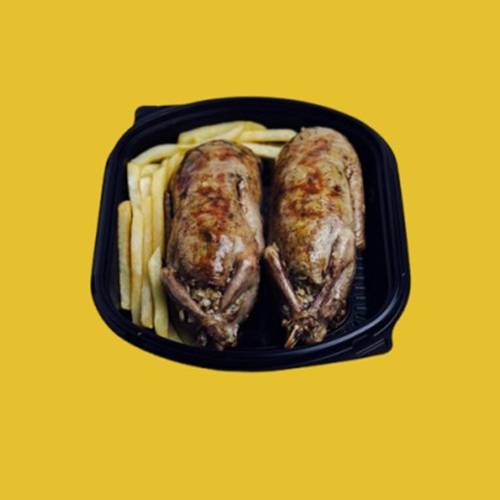 حمام محشي ارز مع البطاطس الشيبس 2قطعه