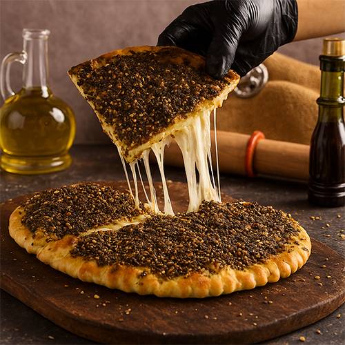 زعتر بلدي بزيت الزيتون محشي جبن عكاوي بالداخل