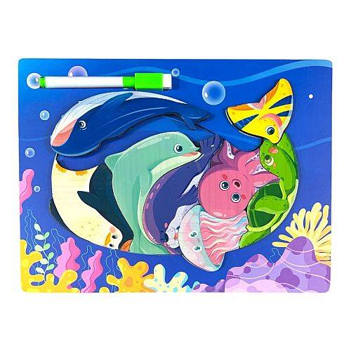 بازل مع سبورة بيضاء حيوانات شكل حوت