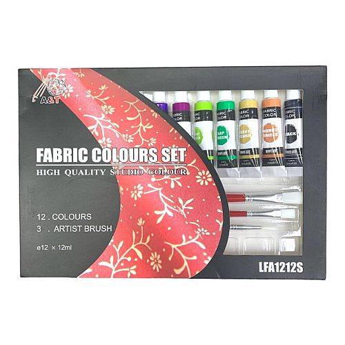 الوان قماش اي اند تي 12 لون مع فرش و باليت