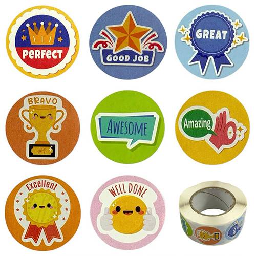 رول ستيكرات تشجيعية انجليزية 500حبة