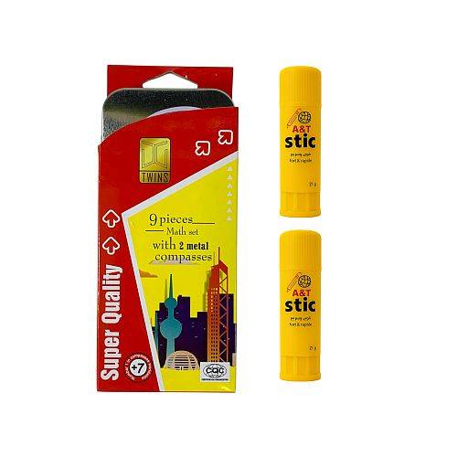 عرض قرطاسية العودة الى المدرسة علبة هندسة 2 صمغ كبير 21 جرام اي اند تي