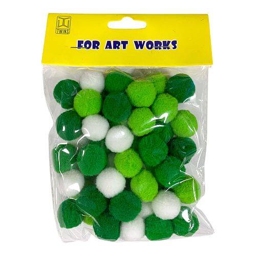 قطن بوم بوم لون ابيض و اخضر اشغال يدوية