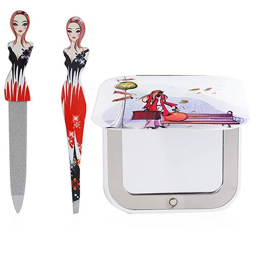 مجموعة اكسسوارات تجميل باللون الاحمر