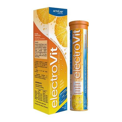 اكتيف لاب الكتروفيت الكتروليتس مع فيتامين سي نكهة البرتقال 20قرص فوار