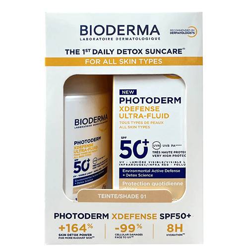 بيوديرما فوتوديرم اكس ديفينس فلويد فائق الخفة بمعامل حمايه 50+ تينت01 40مل 1+1مجانا