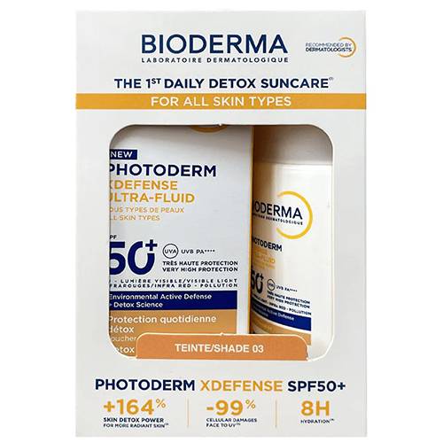 بيوديرما فوتوديرم اكس ديفينس فلويد فائق الخفة بمعامل حمايه 50+ تينت03 40مل 1+1مجانا