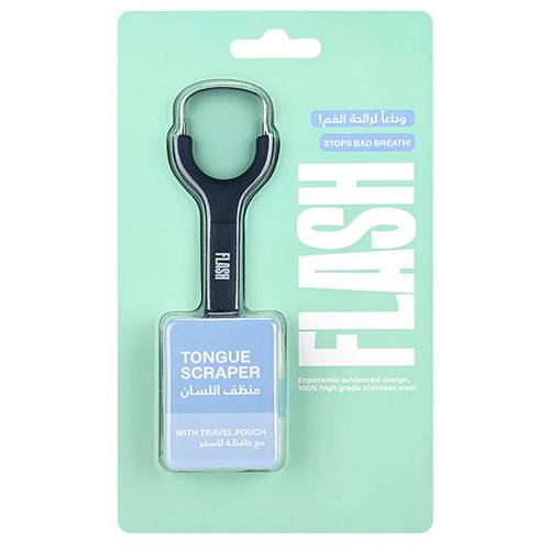 فلاش مكشطة اللسان لايقاف رائحة الفم الكريهة الازرق الداكن