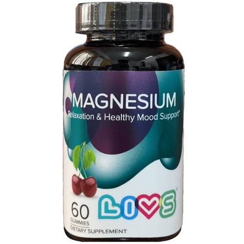 ليفز ماغنيسيوم مكمل غذائي على هيئة علكة جيلاتينية بنكهة الكرز للاسترخاء والتقليل من التوتر العصبي 60حبة