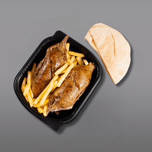 حمام محشي ارز مع البطاطس الشيبس 2قطعة