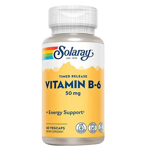 سولاراي فيتامين ب6 لدعم عملية الايض الصحي للطاقة 50مجم 60كبسولة نباتية