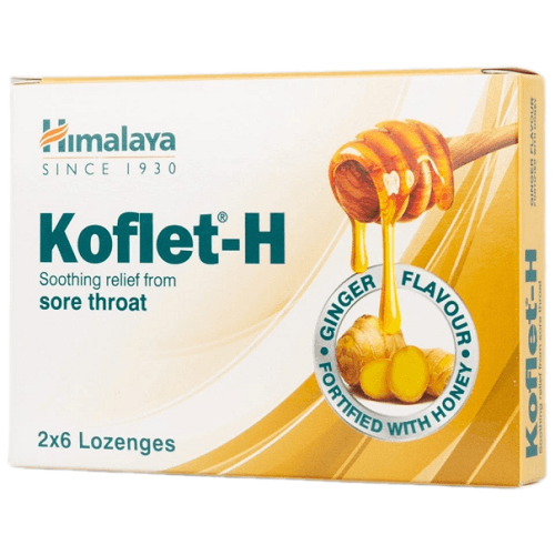 هيمالايا كوفليت اتش اقراص استحلاب لالتهاب الحلق بنكهة الزنجبيل 12قرص