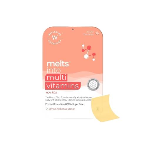 ويل بيينج نيوترشن ميلتس متعدد الفيتامينات شرائط فموية رفيعة بنكهة المانجو ألفونسو الفاخرة 30شريحة