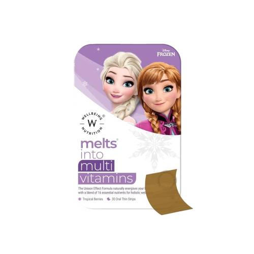 ويل بيينج نيوترشن ميلتس متعدد الفيتامينات للأطفال للبنات شرائط فموية رفيعة بنكهة التوت الاستوائي 30شريحة